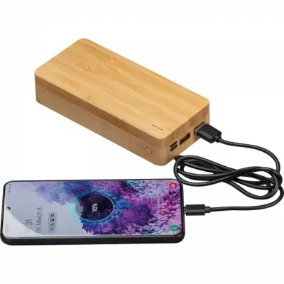Power bank 20000 mAh bambusowy VALERIA - beżowy (3396913)