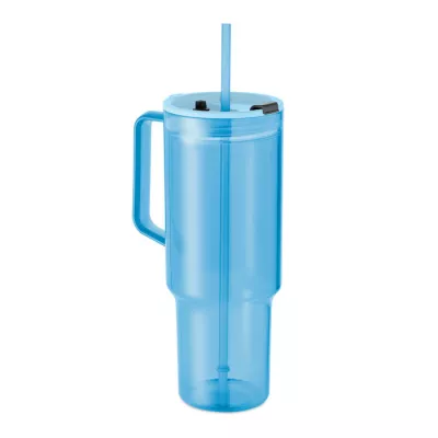 Kubek z RPET ze słomką 1200 ml MUGORA - Przezroczysty Blekitny (MO2964-52)