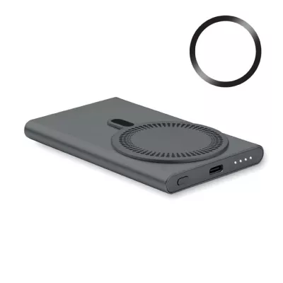 Powerbank magnetyczny 5000 mAh 15W z aluminium PAWTT - Tytanowy (MO2442-18)