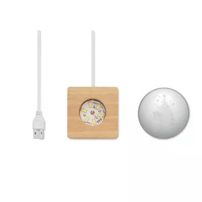 Kula szklana LED na drewnianej podstawie SANTA LIGHT - Drewna (CX1541-40)
