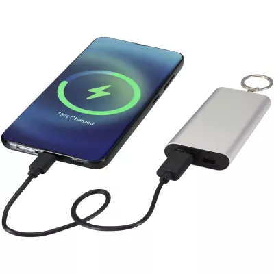 Arcturus powerbank o pojemności 2000 mAh z recyklingowanego aluminium z brelokiem - Srebrny (12451781)