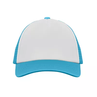 Czapka trucker 5-panelowa 150 g/m² BUBBLE - Biały/Turkusowy (MO2269-86)