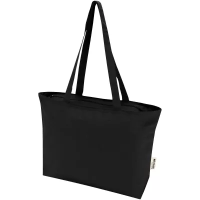 Torba bawełniana 320 g/m², 47x11x30,5cm Ningbo, zapinana na suwak - Czarny (12033190)