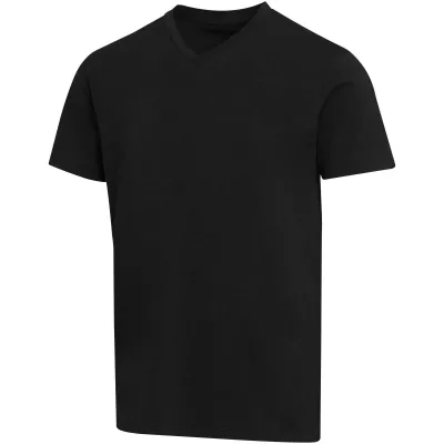 Balfour organiczna koszulka unisex z krótkim rękawem i dekoltem w serek, wykonana z materiału o gramaturze 200 g/m², z certyf - Czarny (39665-BLACK)