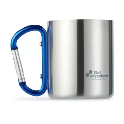 Kubek stalowy dwuścienny z karabinkiem 220 ml TRUMBO - Niebieski (MO8313-04)