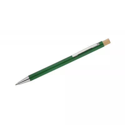Długopis metalowy z bambusowym przyciskiem KIVO - zielony (19732-05)