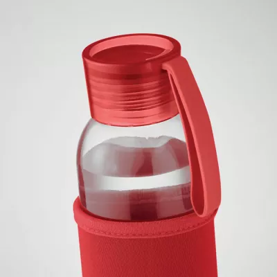 Butelka szklana z recyklingu 500 ml w etui EBOR - Czerwony (MO2089-05)