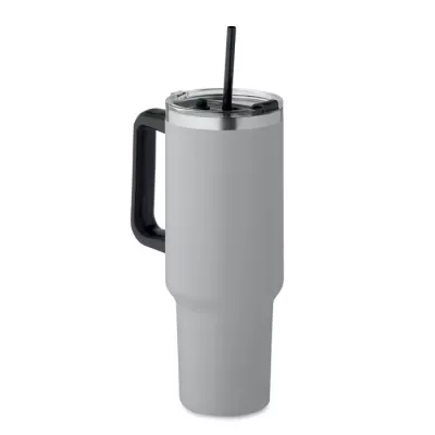 Kubek termiczny stalowy ze słomką 1200 ml SUMA - Szary (MO2327-07)