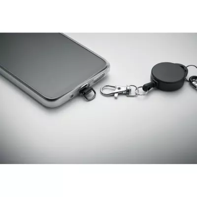 Uchwyt zwijany na telefon i skipass RETRO - Czarny (MO2630-03)