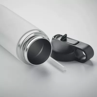 Butelka termiczna ze słomką z recyklingu 500 ml IVALO - Bialy (MO6938-06)