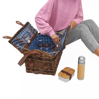 Wiklinowy kosz piknikowy SUMMERTIME - niebieski (56-0604032)