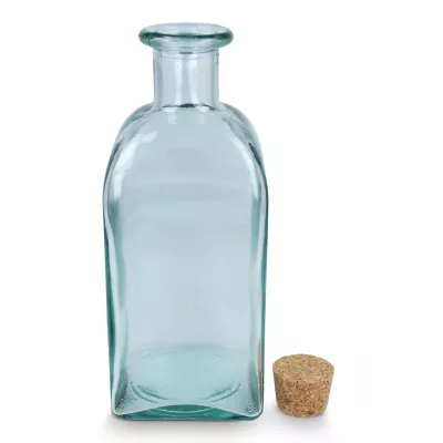 Butelka na wodę InSideOut Square z recyklingowanego szkła ReuuZ z korkiem 1 l - transparentny (LT57016-N0004)