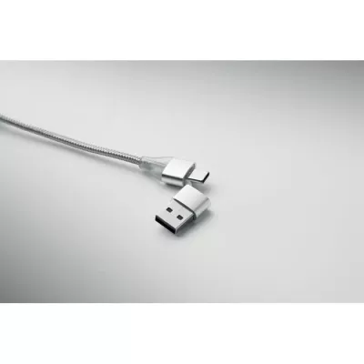 Brelok z kablem 3 w 1 i hubem USB aluminiowy HUBLUE - Srebrny (MO3150-14)