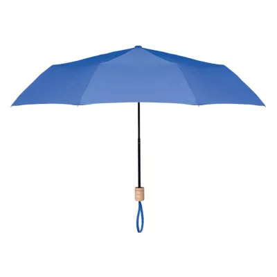 Parasol składany 21" z RPET z drewnianą rączką TRALEE - Niebieski (MO9604-37)