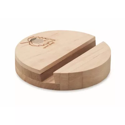 Stojak na telefon z drewna brzozowego GROW ROUND STAND - Drewna (MO6691-40)