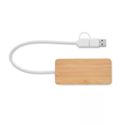 Hub USB 3-portowy w bambusowej obudowie HUBBAM - Drewna (MO2143-40)
