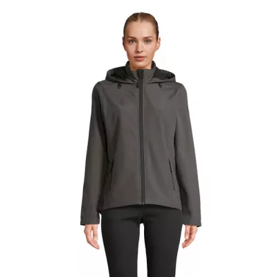 Softshell damski z kapturem Sol's RACE HOODED WOMEN - Szarość Węgla Drzewnego (S04448-CR)