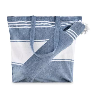 Torba plażowa z ręcznikiem hammam 180 g/m² HUMMUM - Niebieski (MO2954-04)