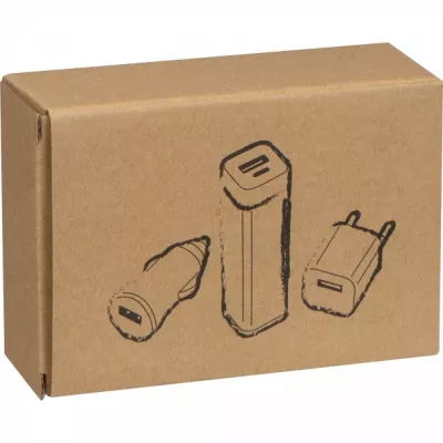 Zestaw podróżny power bank 2200 mAh i wtyczki JUSTIN - biały (2008106)