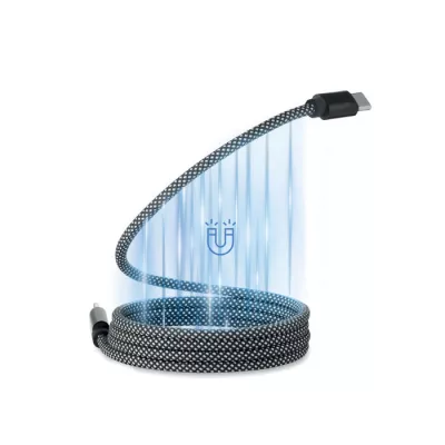 Kabel magnetyczny pleciony USB-C 60W z RPET BRAID - Bialy/Czarny (MO2778-33)
