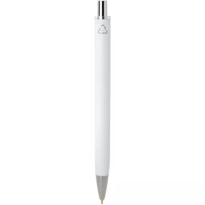 Feld długopis z certyfikatem RCS z recyklingu z metalicznym wykończeniem (czarny tusz) - Biały (10637801)