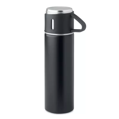 Termos dwuścienny 420 ml z kubkiem TONIA - Czarny (MO2117-03)
