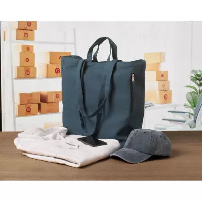 Torba na zakupy z recyklingu 380 g/m² GAVE COLOUR - Niebieski (MO2565-04)