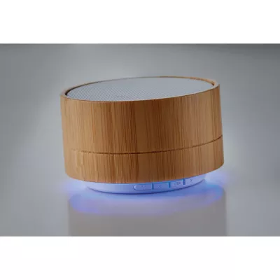 Głośnik w bambusowej obudowie z lampką 3W SOUND BAMBOO - Bialy (MO9609-06)