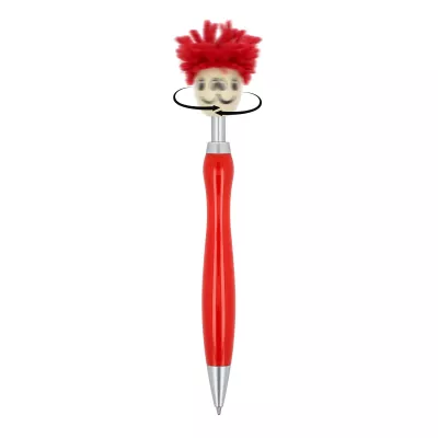 Długopis z włosami z obrotową kulką - czerwony (LT87899-N0021)