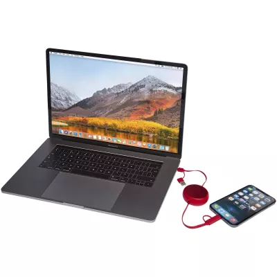 Alasia zwijany kabel do synchronizacji danych i szybkiego ładowania 5 w 1 45 W o długości 100 cm z tworzyw sztucznych i aluminium pochodzących z recyklingu - Czerwony (12442021)