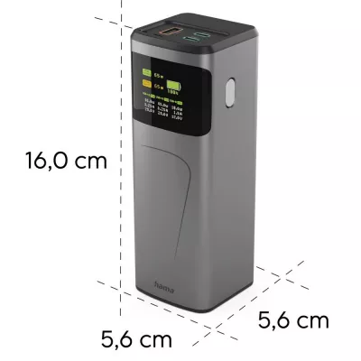 Power bank 20000 mAh Hama High Power 65W - grafitowy (VH028-15)