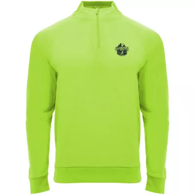 Epiro bluza unisex z długim rękawem i zamkiem błyskawicznym 1/4 200 g/m² - Fluor Green (R1115-FLGREEN)