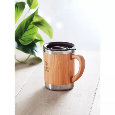 Kubek termiczny w bambusowej obudowie 300 ml MOKKA - Drewna (MO9689-40)