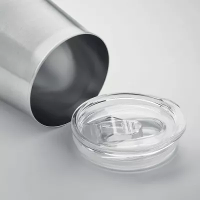 Kubek ze stali z recyklingu 500 ml z pokrywką URSA - Srebrny Mat (MO2090-16)