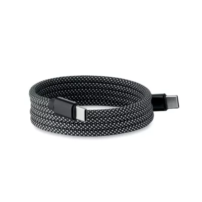 Kabel magnetyczny pleciony USB-C 60W z RPET BRAID - Bialy/Czarny (MO2778-33)