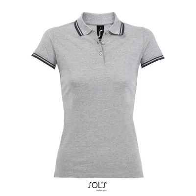 Polo damskie z piki 200 g/m² Sol's PASADENA WOMEN - Grey Melange/ French Navy (S00578-GF)