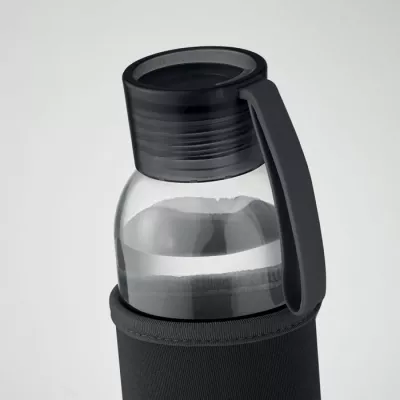 Butelka szklana z recyklingu 500 ml w etui EBOR - Czarny (MO2089-03)