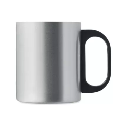 Kubek dwuścienny stalowy z uchwytem 300 ml TANISS - Srebrny Mat (MO6600-16)