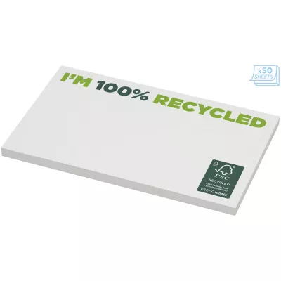 Karteczki samoprzylepne z recyklingu o wymiarach 127 x 75 mm Sticky-Mate® - Biały (21288014)