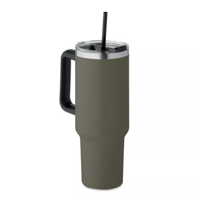 Kubek termiczny stalowy ze słomką 1200 ml SUMA - Ciemnozielony (MO2327-60)