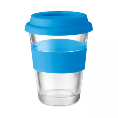 Kubek szklany z pokrywką i uchwytem 350 ml ASTOGLASS - Niebieski (MO9992-04)