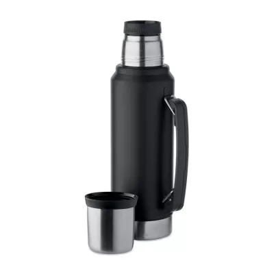 Termos stalowy z kubkiem 1000 ml NYIMA - Czarny (MO2710-03)