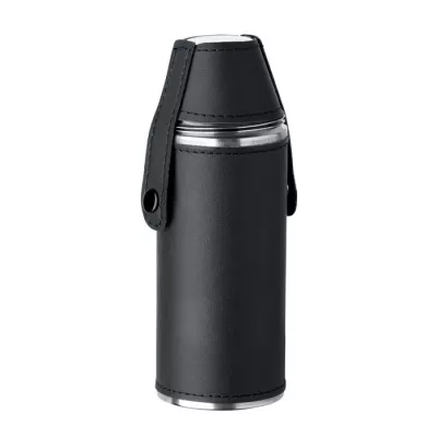 Butelka stalowa 230 ml z 2 kieliszkami COCOON - Czarny (MO2628-03)