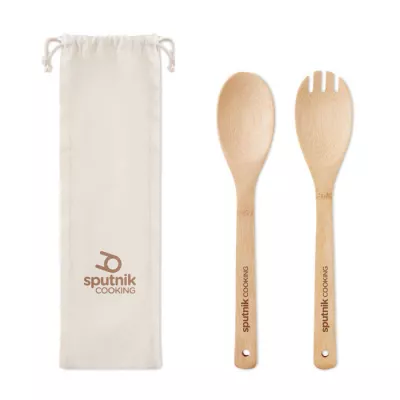 Łyżki do sałatki bambusowe 2 szt. MAYEN SET - Bezowy (MO9903-13)
