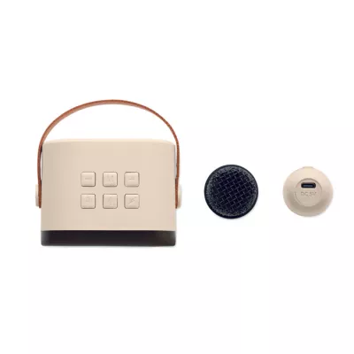 Zestaw karaoke z głośnikiem 5W i mikrofonem KARASET+ - Bezowy (MO2665-13)