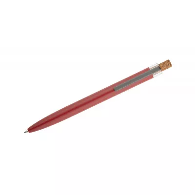 Długopis z recyklingowanego aluminium z korkowym przyciskiem KORIN - czerwony (19742-04)