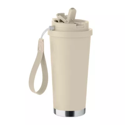 Kubek termiczny 2 w 1 ze stali 500 ml TOPAZ LARGE - Bezowy (MO2662-13)
