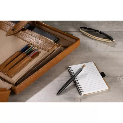 Długopis z recyklingowanego aluminium z korkowym przyciskiem KORIN - czarny (19742-02)