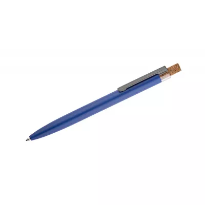 Długopis z recyklingowanego aluminium z korkowym przyciskiem KORIN - granatowy (19742-06)