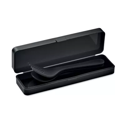 Zestaw 3 sztućców z PP w etui RIGATA - Czarny (MO6661-03)